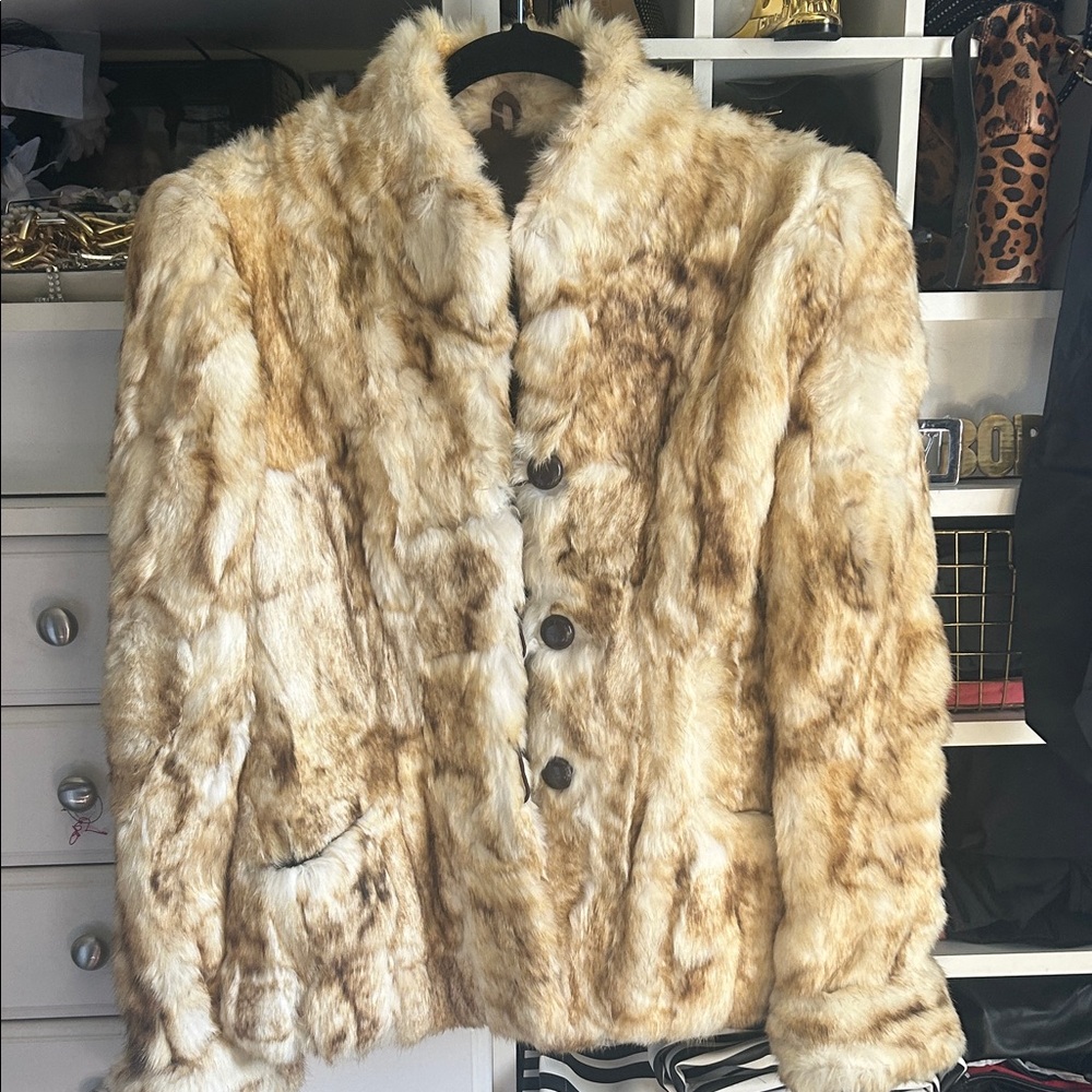 Faux Fur Button-Up Jacket